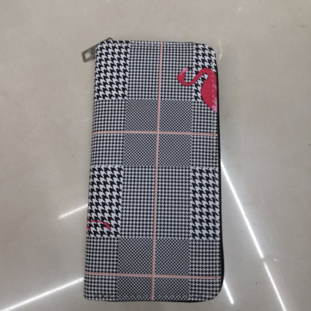 白色格子包斑点包黑白钱包零钱包