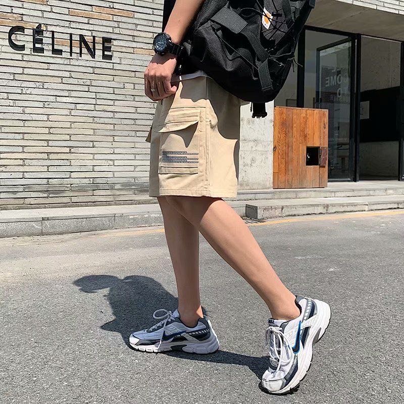 Shorts Men's Summer Loose Korean Version Of The Trend Medium Pants Men's Quarter Pants Pocket Cargo Pants Cotton Boys Casual Students Specification drawing