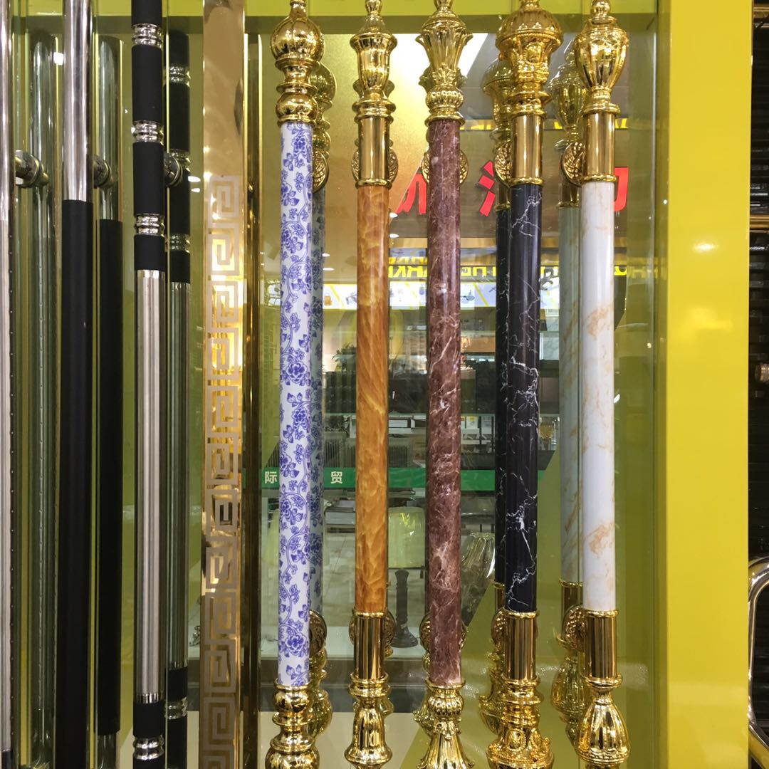 Fashion luxury marble 5 colors optional stainless steel gilded glass door handle thumbnail