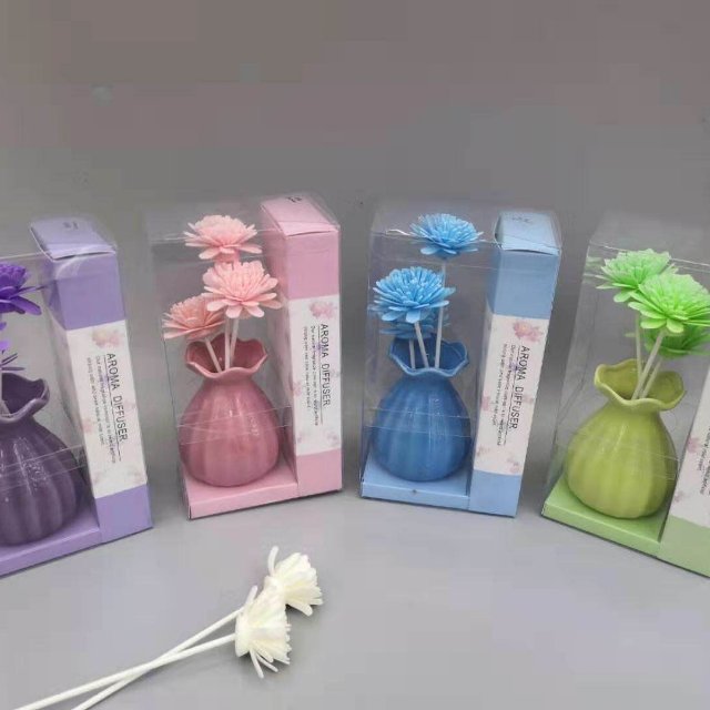 四色款仿真花香薰精油套装家居摆件1