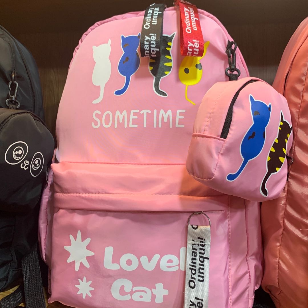 背包书包休闲包运动包简约时尚背包行李包休闲背包简约百搭背包粉色款式图
