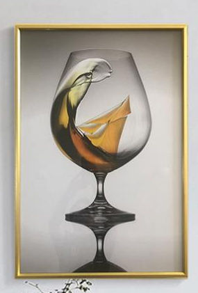 Yiwu City Fine Painting Decorative Painting 50X70cm Simple Frame Wine Glass Decorative Painting details Picture