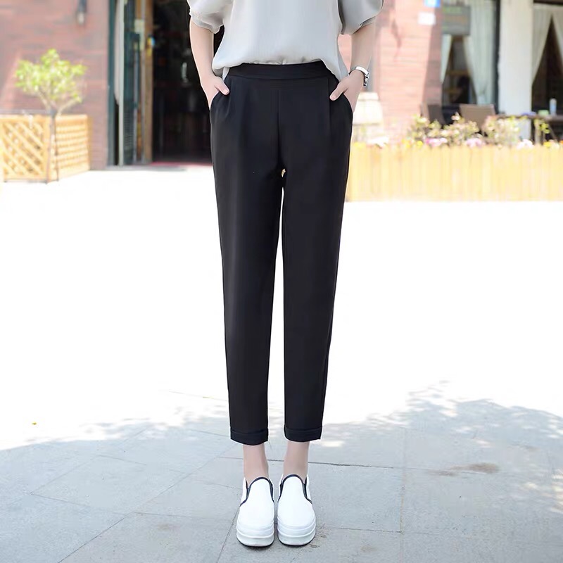 女九分裤直筒小脚裤高腰萝卜裤修身百搭