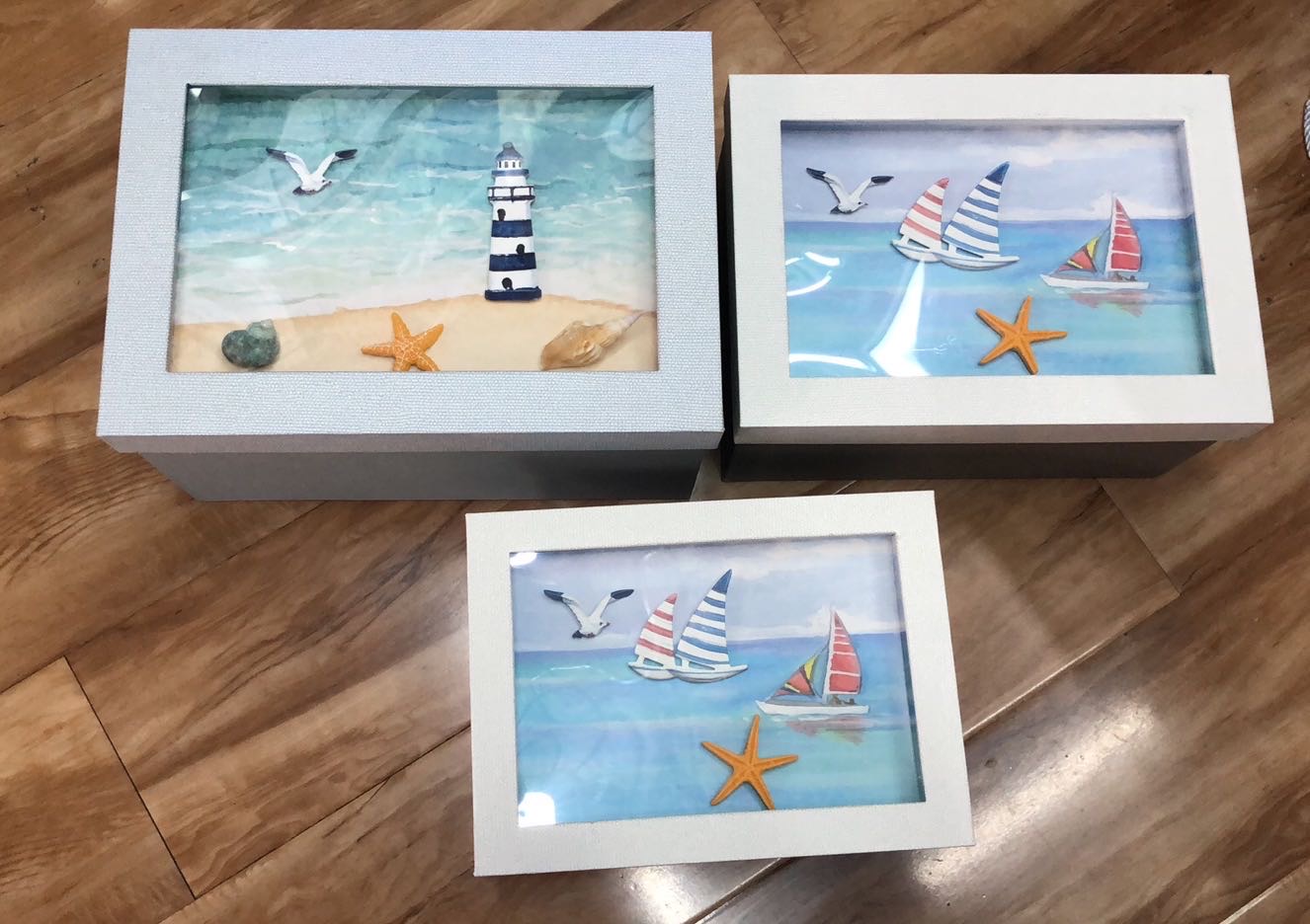 Spring Ling craft Seagull light tower sailboat gift box Paper box Festival packaging decoration box 11