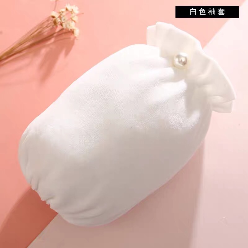 白色黑色袖套女短款毛绒套袖秋冬季防污厨房成人护袖学生袖筒可爱