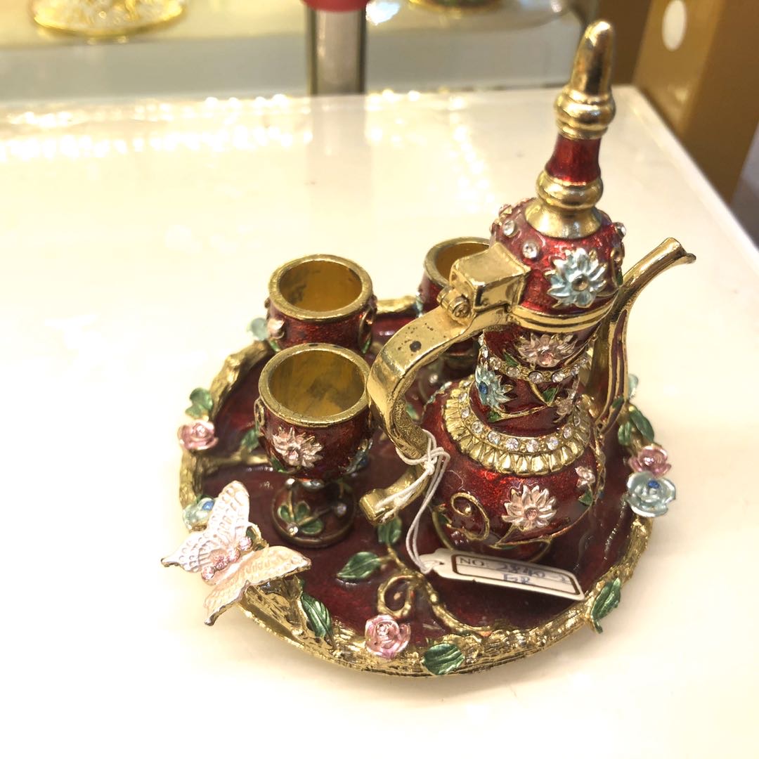 酒壶套装合金首饰盒婚庆礼品摆件工艺品镶嵌水晶摆件