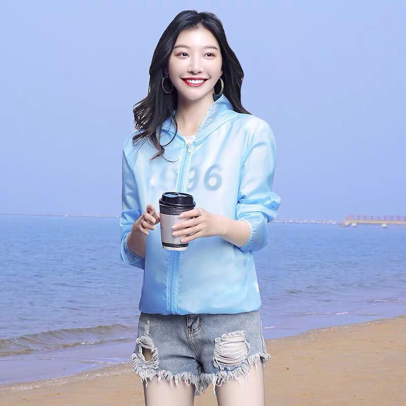 4. Sun-protective clothing -- Long sleeve, thin summer 2020 Chiffon sweater for students -- Breathable, UV protective coat and sunscreen thumbnail
