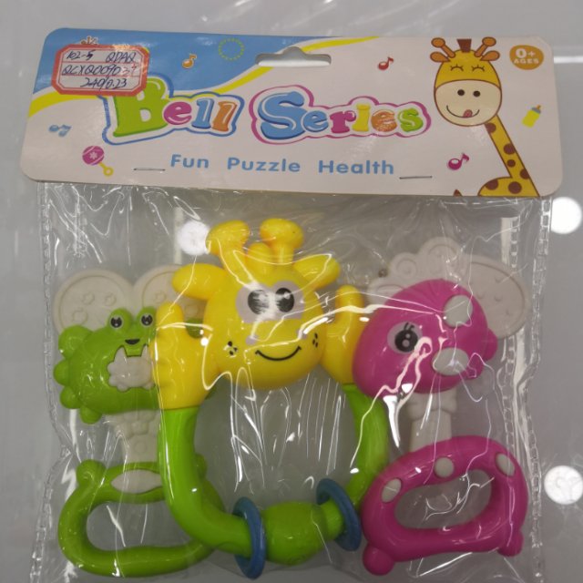 厂家直销塑料三件动物婴儿摇铃益智玩具套装图