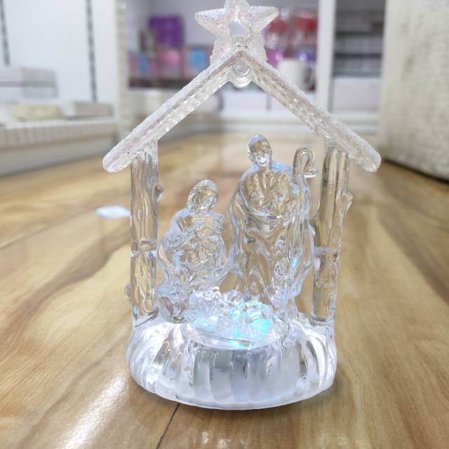 西式透明玻璃雕塑摆件桌面软装饰品灯光可变色