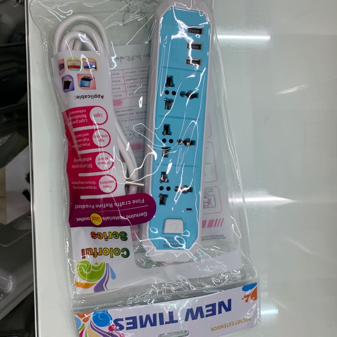 light blue three-hole socket strip leakage proof