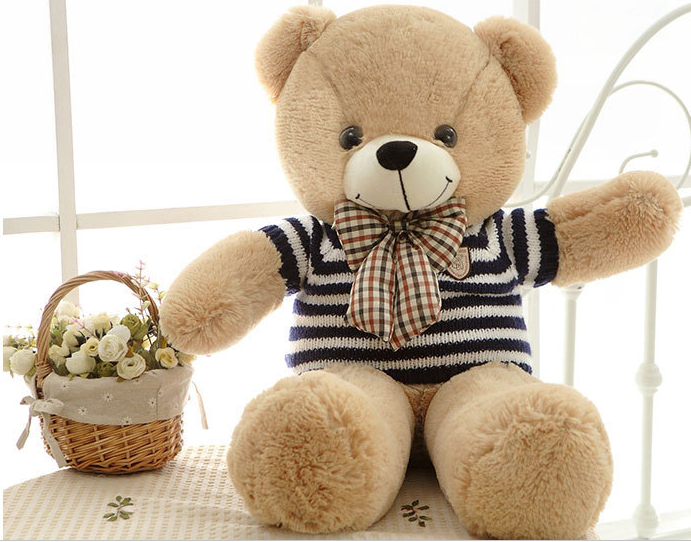 可爱毛衣熊领结泰迪熊公仔毛绒玩具大熊礼物批发