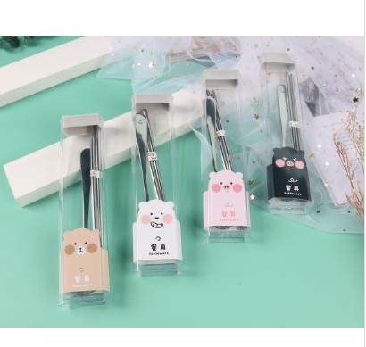 Creative and lovely stainless steel portable tableware set: chopsticks portable two-piece set thumbnail