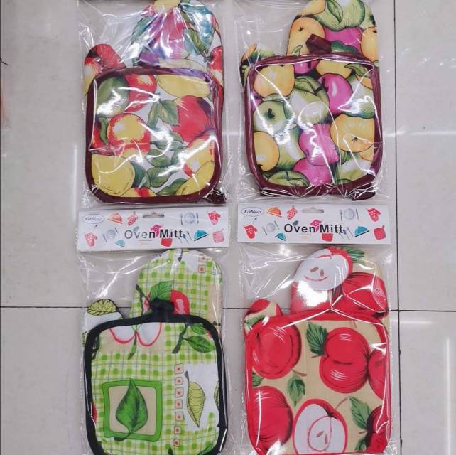 Household Oven Insulated Gloves Vegetable And Fruit Pattern Microwave Steaming Box Kitchen Baking High Temperature Resistant Heat Resistant Heat Insulation Non-Slip Heavy Cotton Gloves