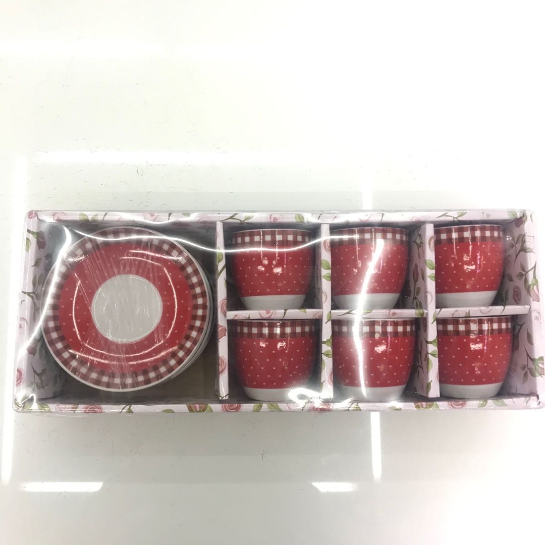 陶瓷咖啡杯碟 红色礼盒 6只家用咖啡厅专用