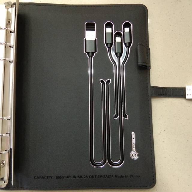 Schematic diagram of the internal structure of the opened leather notebook