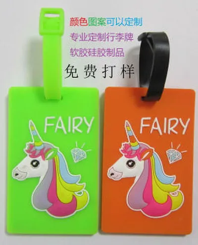 Custom Pvc Soft Plastic Luggage Tag Unicorn Luggage Tag Silicone Pvc Drop Tag Aircraft Luggage Tag Logo