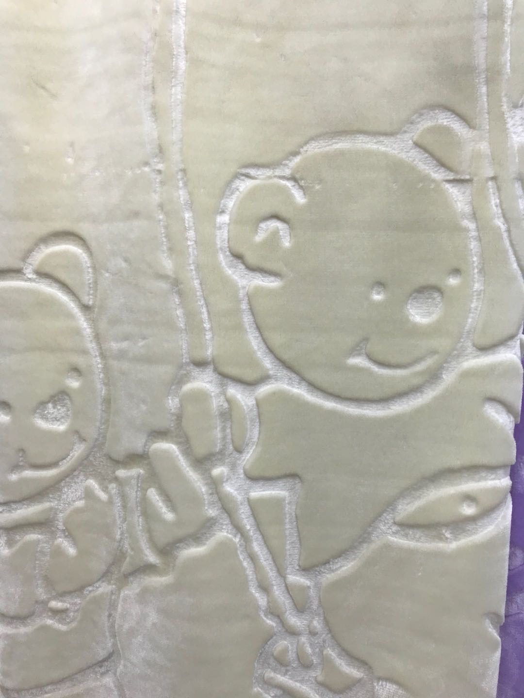 简约卡通小熊图案印花压花素色纯色加厚儿童毛毯产品图