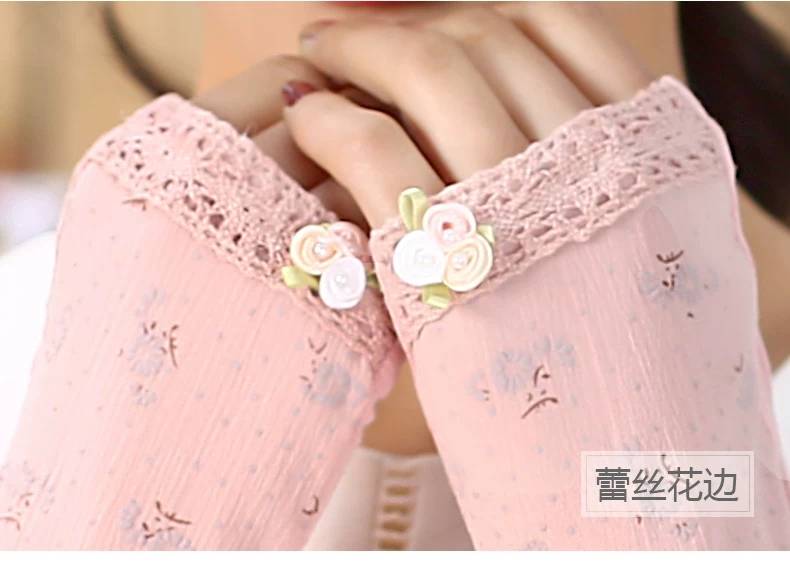 防晒手套女夏冰丝袖薄长款甜美可爱袖套手臂套假袖子骑车开车手套产品图