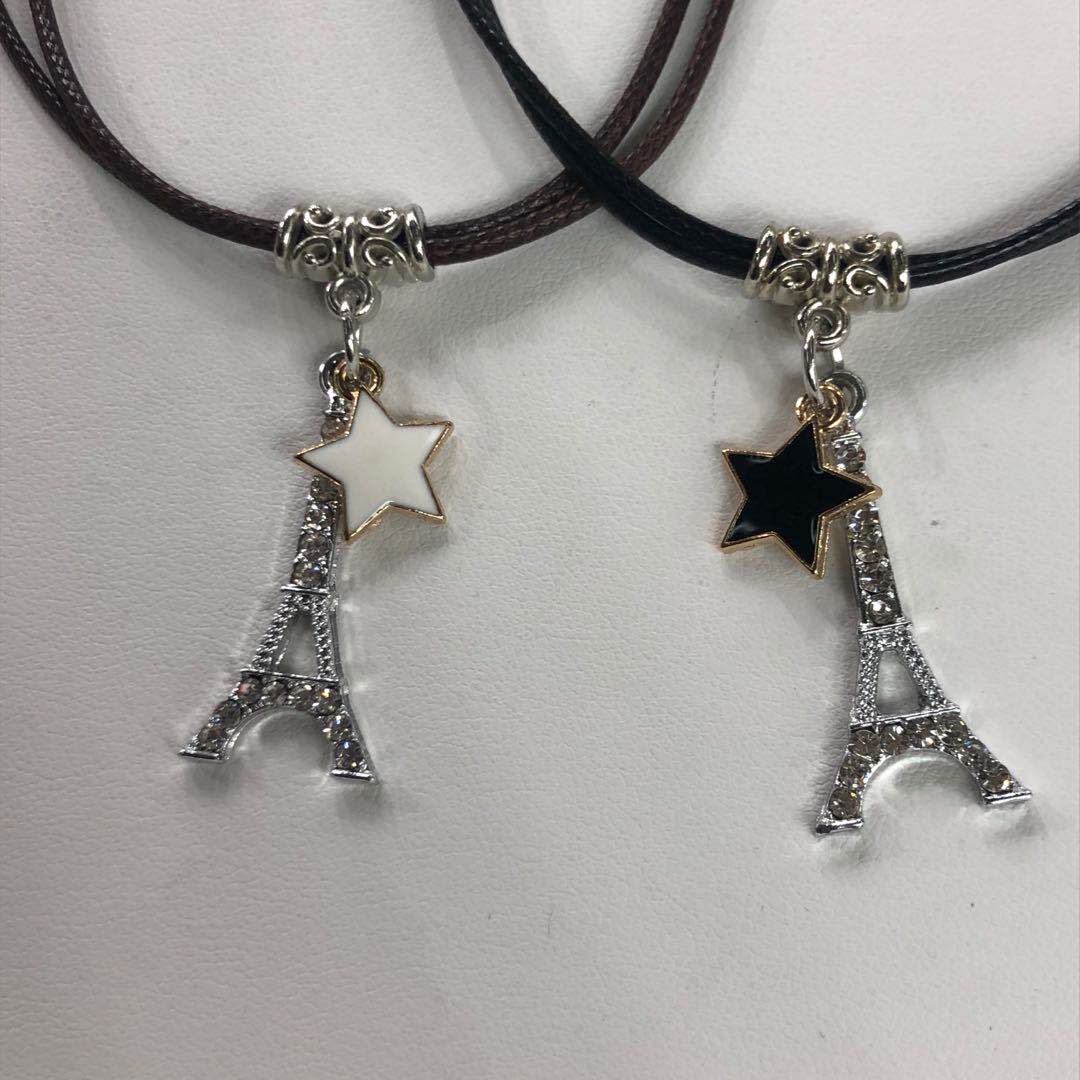 艾菲尔铁塔小清新时尚项链高端防过敏蜡线项链男女通用饰品