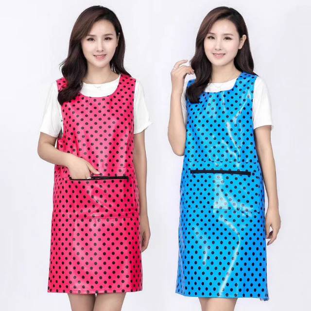 花皮马夹皮革带口袋厨房清洁防水防污男女韩版细节图