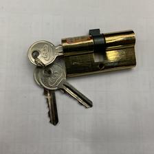 仿金双开铝包铜锁芯 3把S槽铁钥匙锁头 铝壳铜芯锁胆