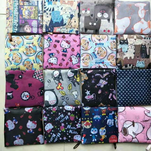Large Vest Folding With Cartoon Folding Portable Supermarket Environmental Protection Bag Large Capacity Tote Bag Specification drawing