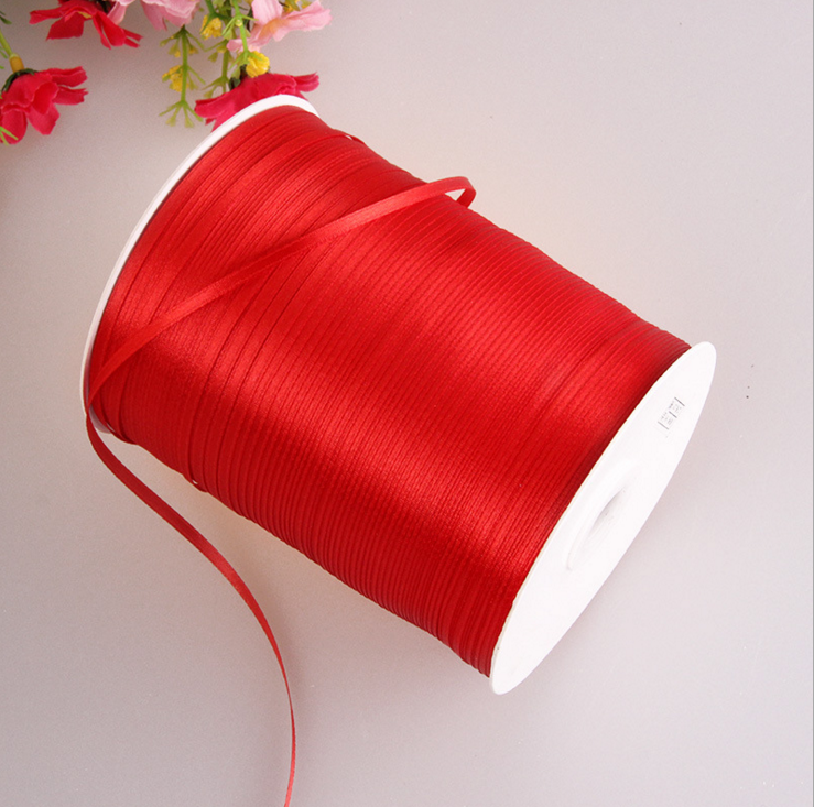 0.3Cm red silk ribbon, satin ribbon, small bow, clothing accessory, double-sided smooth small ribbon, 870 yards per roll details Picture