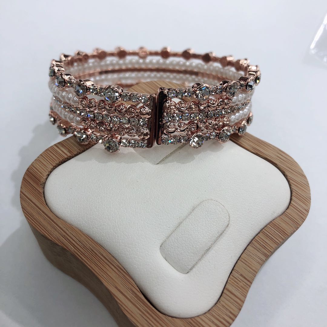 Full of diamond multi-layer pearl open bracelet fashion everything super shiny thumbnail
