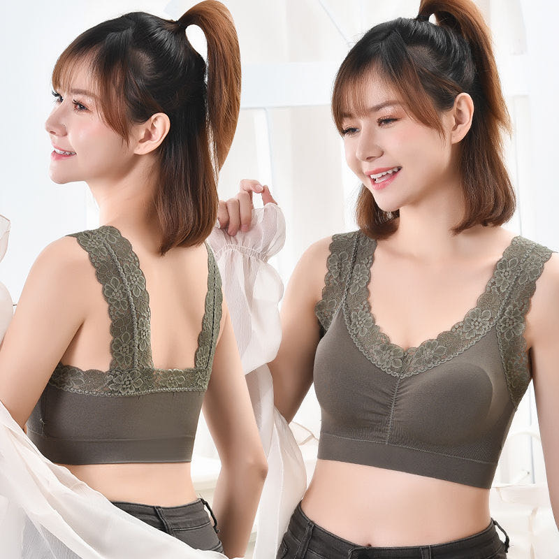 Top Bra For Female Students Korean Version No Underwire Push-Up Bra Sexy Lace Anti-Sag Wrap Chest Seamless details Picture