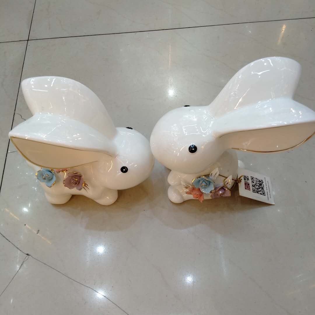 Home decoration bookshelf ceramic furnishing creative living room bedroom knick-knacks cute Rabbit 34053 thumbnail