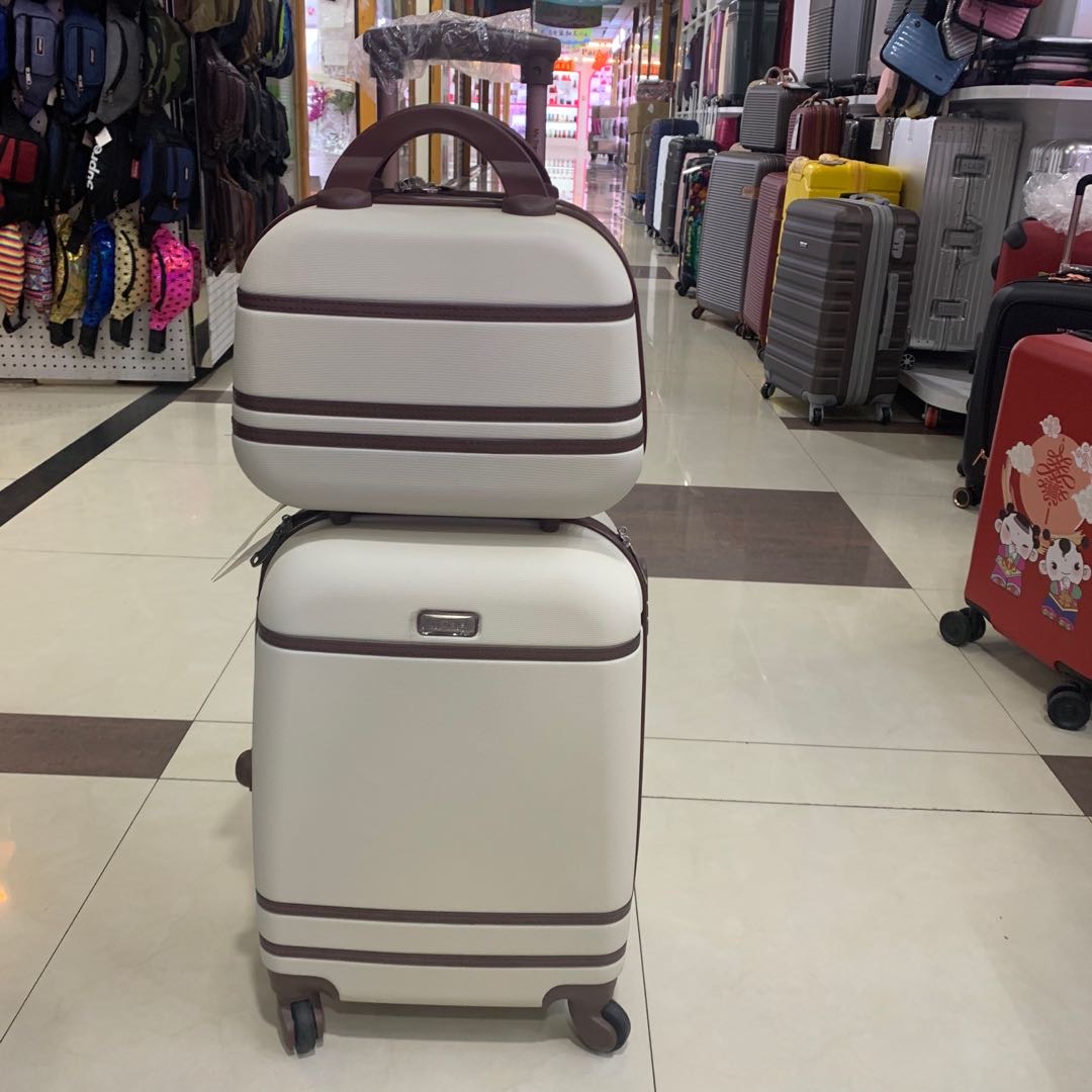 H055  4件套拉杆箱 13-20-24-28寸子母箱复古横皮条ABS拉杆旅行登机箱图