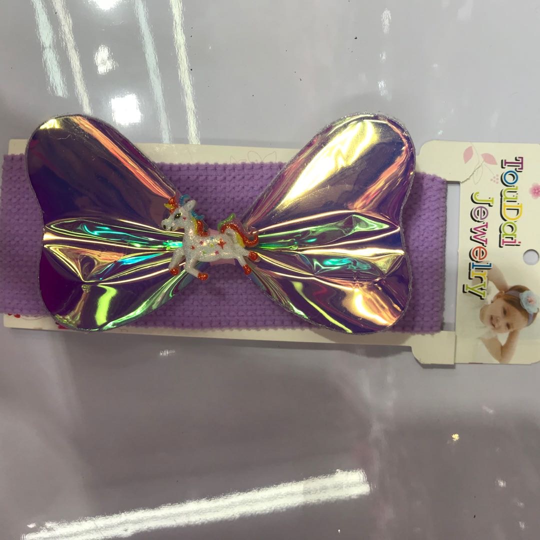 Children's headband, infant and toddler hair band, PE shiny leather bow, children's hair tie accessory details Picture