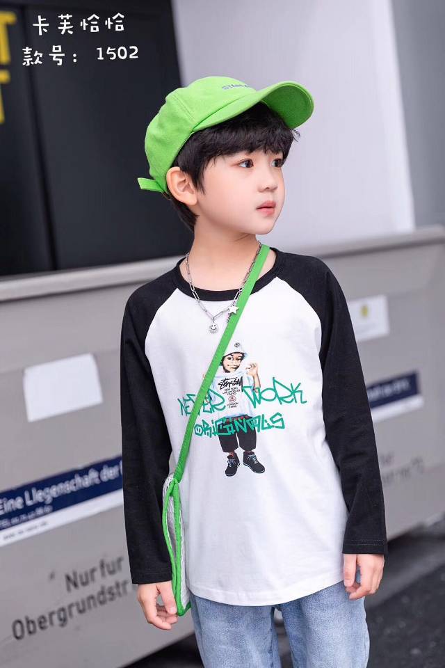 Spring Boys' long-sleeved T-shirt, Korean-style casual round-neck base layer, casual top Specification image