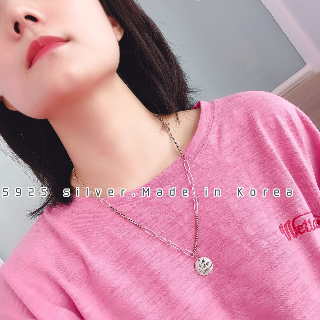 Fashionable minimalist pendant necklace, collarbone chain, Korean version pure silver, high-end, individual, elegant and versatile accessory Specification image