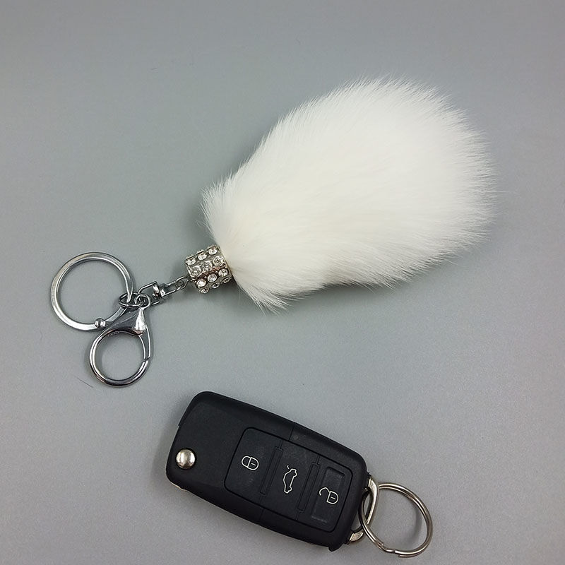 狐狸毛球挂件汽车钥匙扣可爱毛毛包包挂饰细节图