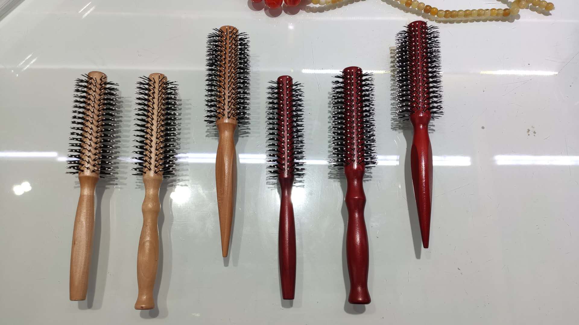 Solid wood handle curly comb wood curly comb perm wood roll comb thumbnail