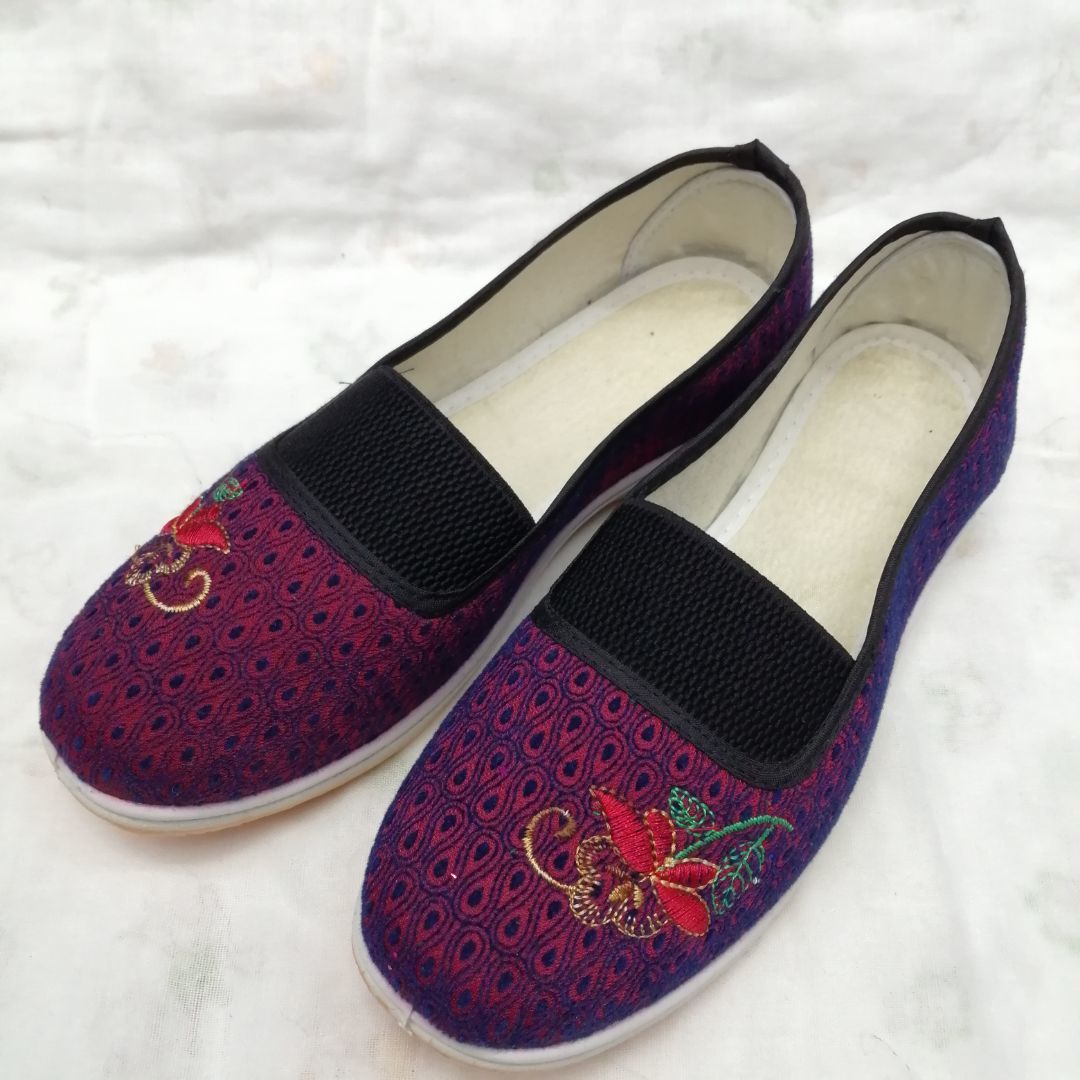 Water Drop Tattoo Flower New Cloth Shoes Women Work Field Work Anti-Slip Wear-Resistant Soft Sole Single Shoe Rubber Shoes Tendon Sole Shoes For The Elderly full figure