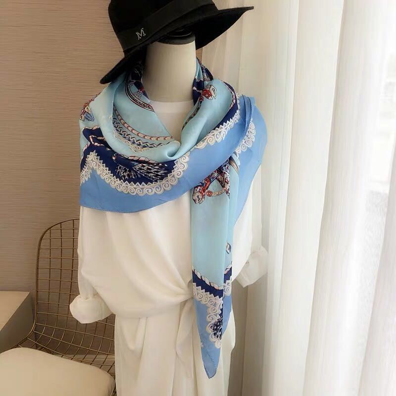 Dual-Use Gift Silk Scarf Square Beach Shawl
