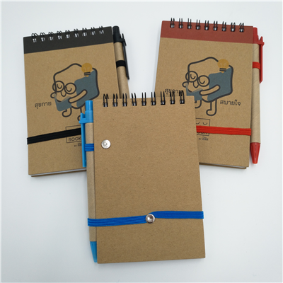 厂家批发广告便签本环保牛皮纸线圈本带笔便签本组合线圈便签本logo定制可定制规格产品图