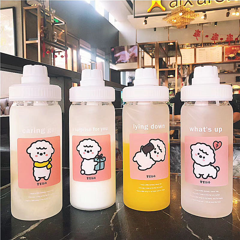 创意手机支架运动水杯卡通图案学生女士情侣水杯