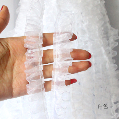 欧根纱白色钉珍珠立体花朵婚纱礼服DIY手工装饰