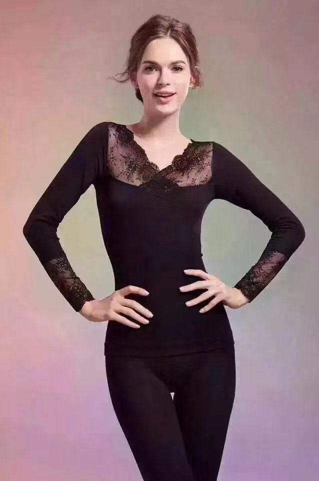 女士新款修身美体时尚衫蕾丝休闲衣