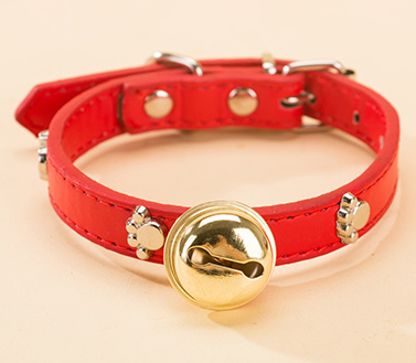 Puppy bell leather monochrome adjustable size collar