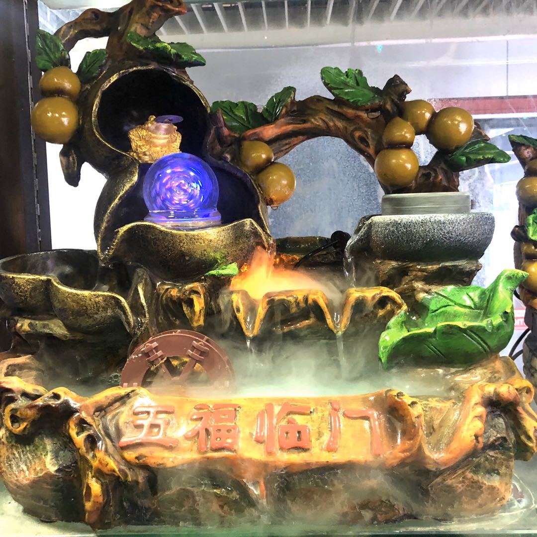 Five blessings rimmen creative rockery circulation water furnishing fountain feng Shui wheel fortune fish tank living room home office opening gift thumbnail