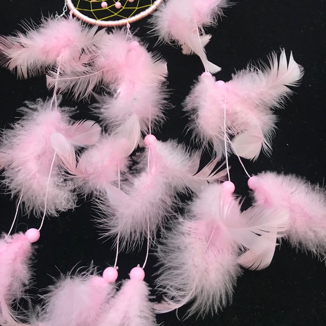 粉色可爱少女心装饰房间的小饰品寝卧室内墙壁羽毛风铃挂饰细节图