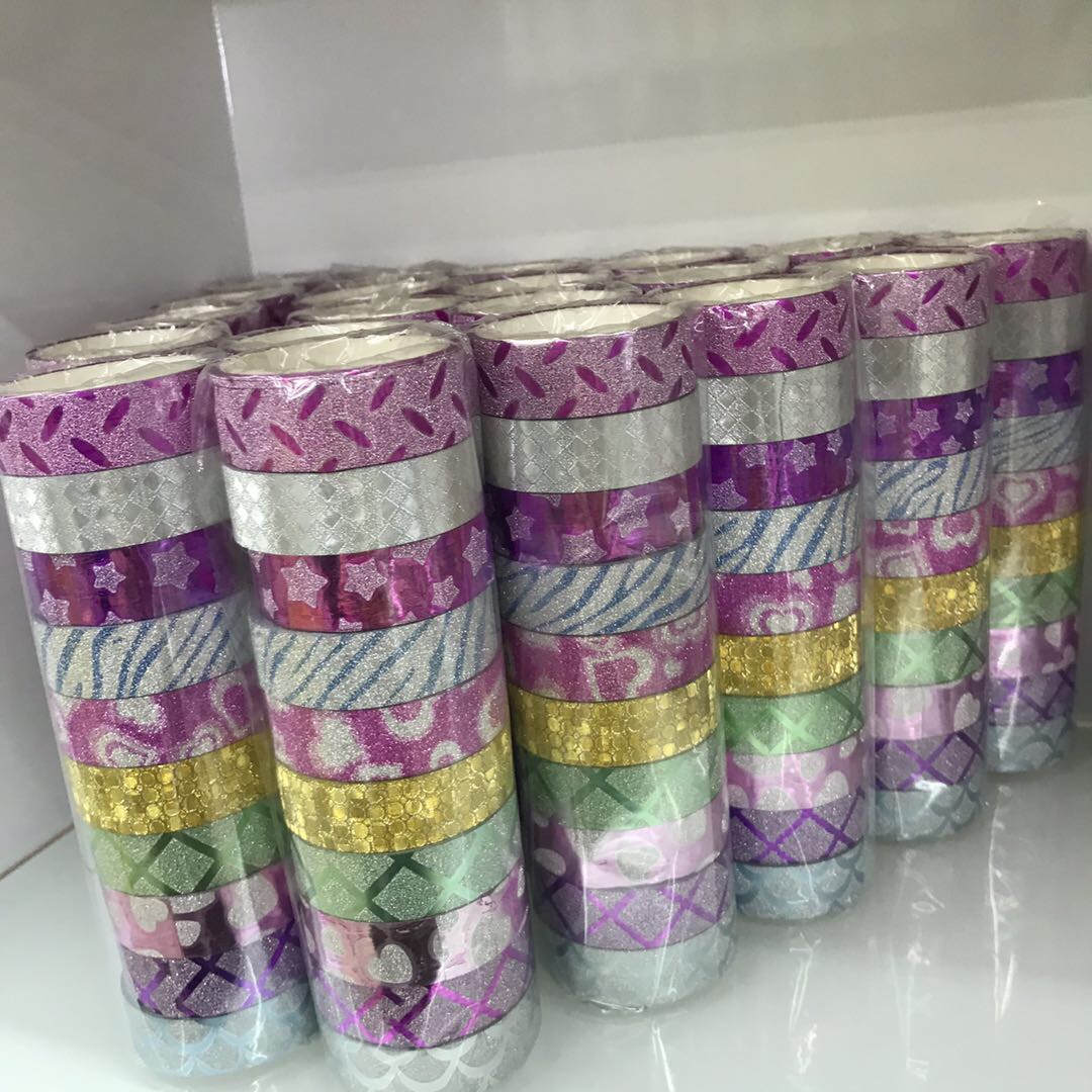 彩色胶布背景墙装饰贴纸印花手工胶带宽小学生小清新粘纸闪粉材料