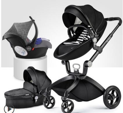 HotMom铝合金pu皮婴儿高景观推车