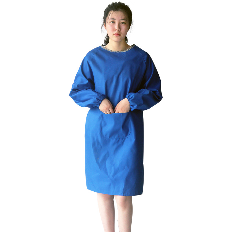 工厂定制蓝色大褂长袖防尘服搬运劳保服罩衣耐磨脏大褂工作服罩衣细节图