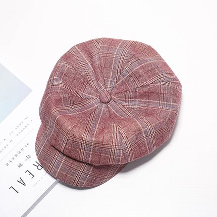 Nishimoto Hat Female Plaid Woolen Octagon Hat Fashion Everything Autumn And Winter Network Red Korean Version Of Japanese Duck Cap Hipster