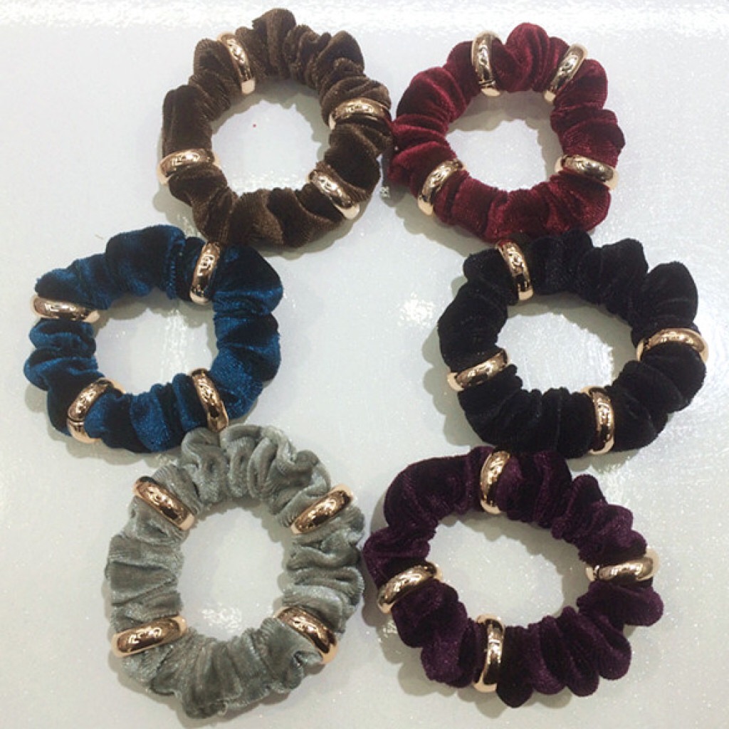 Hair tie, Korean velvet loop, 4 rings, hair band, leather band, hair tie details Picture